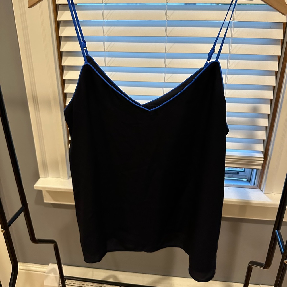 Banana Republic navy tank with royal blue edging
